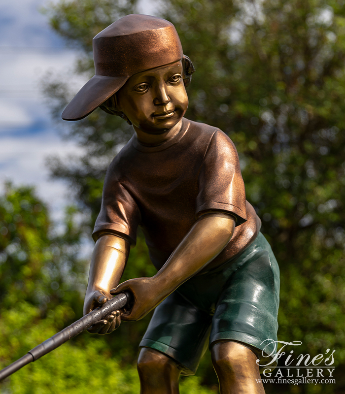 Bronze Statues  - Bronze Statue Of Young Golfer - BS-193